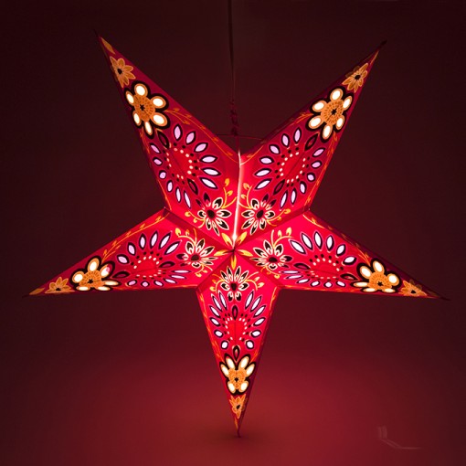 Leuchtstern de Noël étoile carton rouge violet orange 44 Cm Incl Câble & Version 